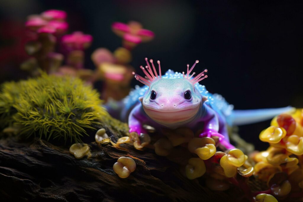 Blue Neon Axolotl